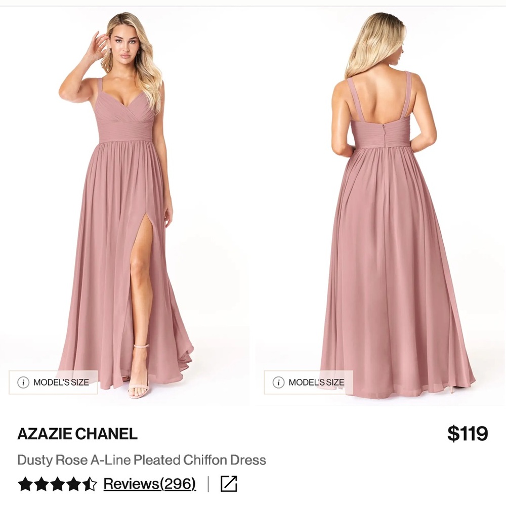 Azazie Chanel Maxi Dress in Dusty Rose Size 4 NWT